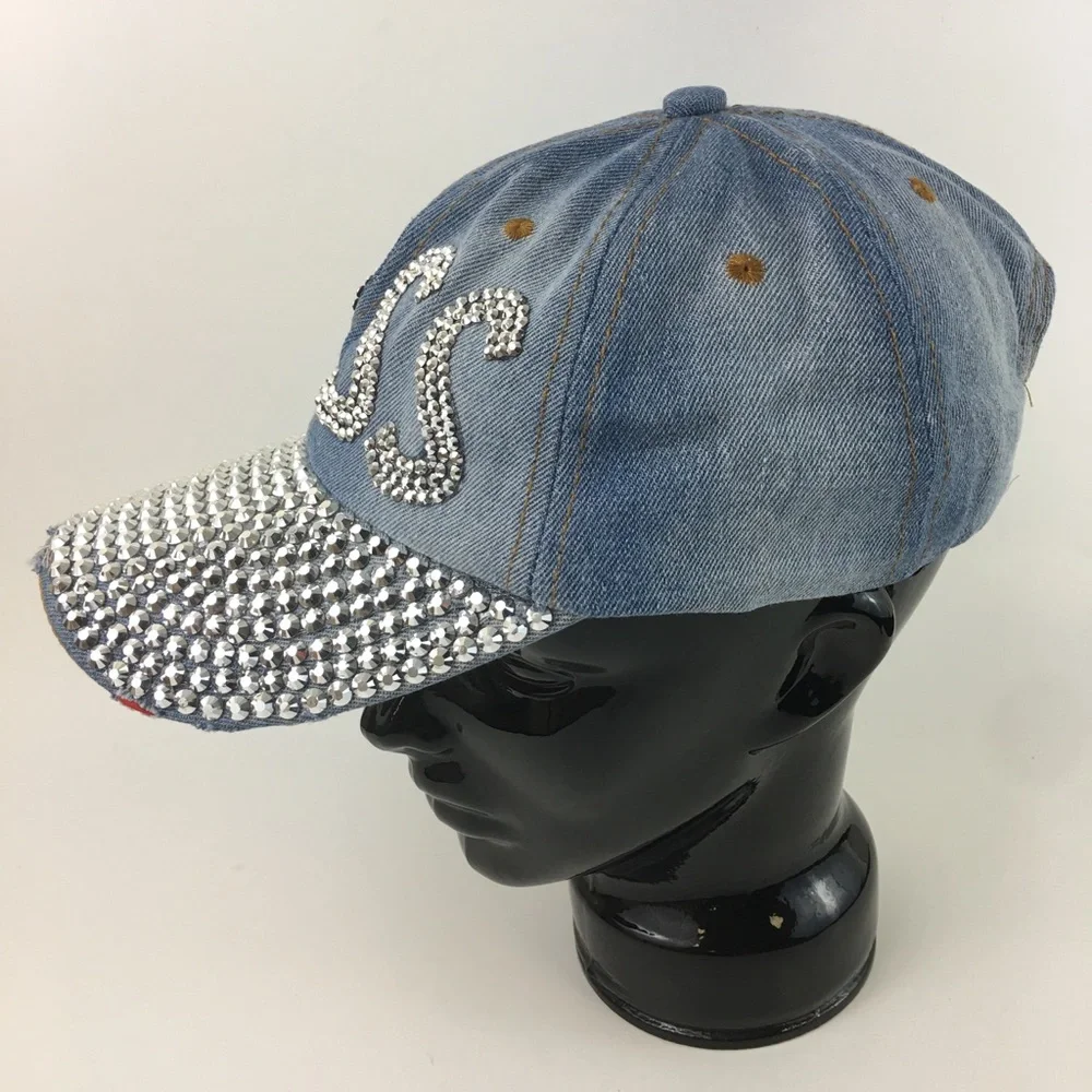 BOSS Studded Silver Embellished Jean Trucker Hat